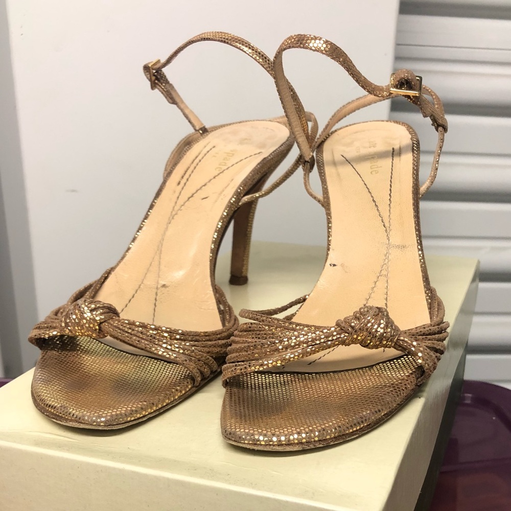 Kate Spade Metallic Gold Strappy Evening Sandal